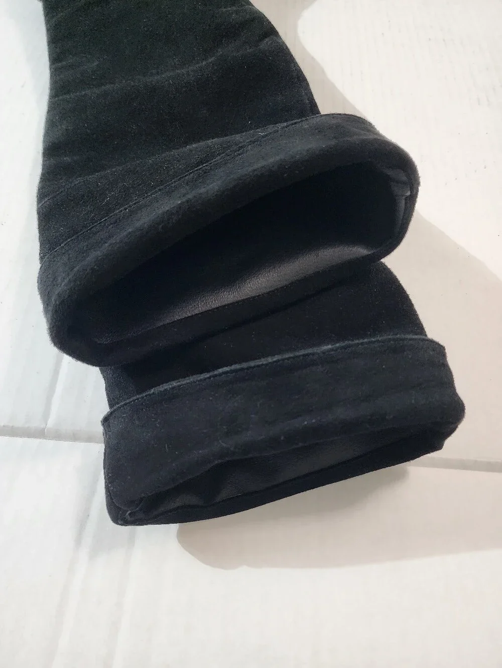 Vintage Bebe Black Suede Knee High Boots Y2K Pointed Toe Stiletto Spain Size 7.5